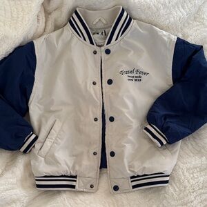 Zara Navy and Cream Kids Puffer Jacket